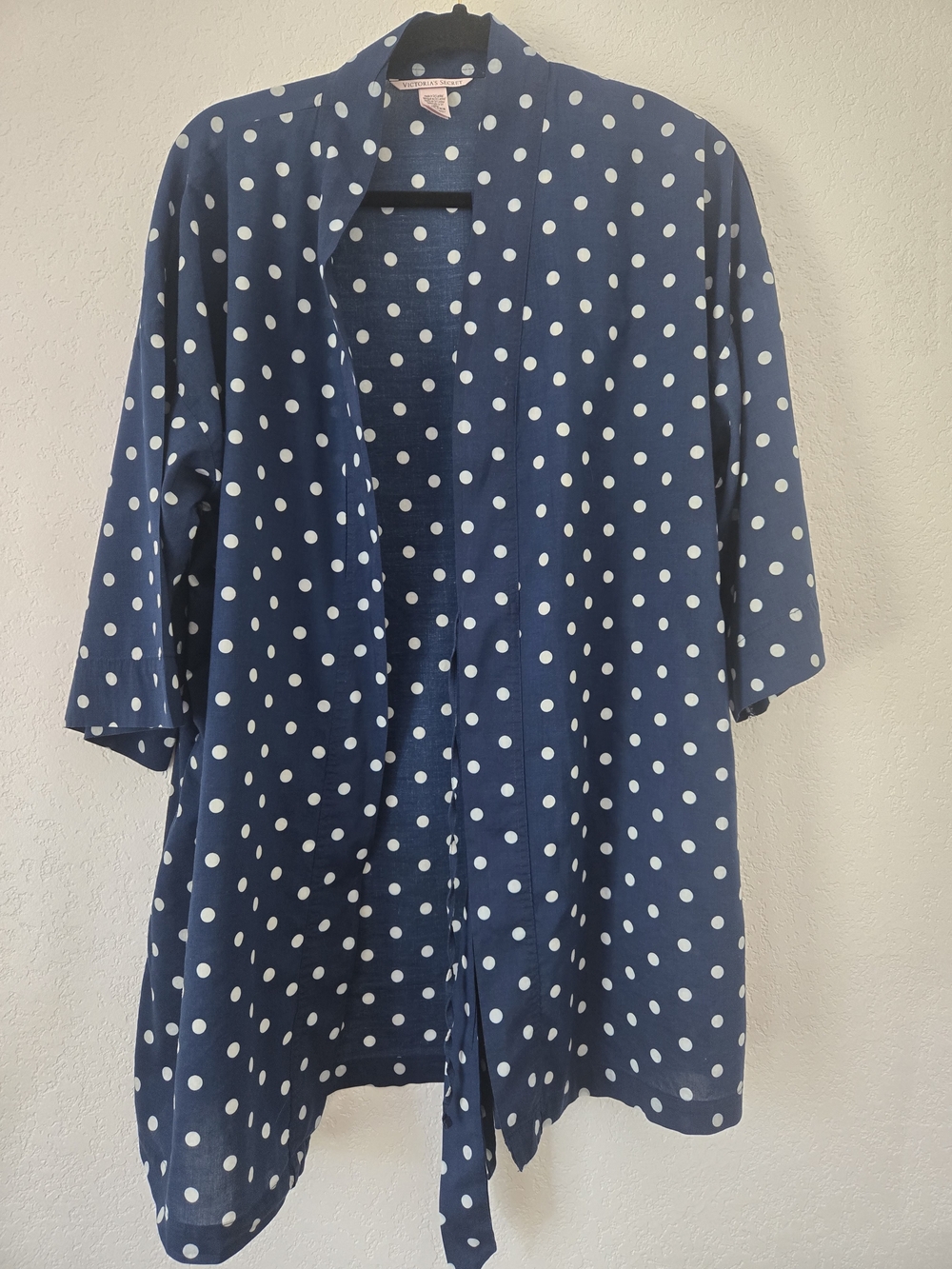 Victoria's Secret Navy Blue and White Polka Dot Kimono Robe